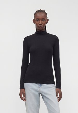 Selected, Long Sleeved Basic High Neck - Langærmet T-shirt - black