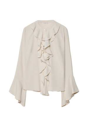 LOOSE-FITTING WITH DOUBLE RUFFLE TRIMS - Blouse - white