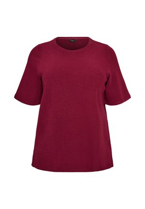 Zizzi, STRUKTURIERTE BLUSE MIT ELLENBOGENLANGEN ÄRMELN - Basic T-shirt - rot