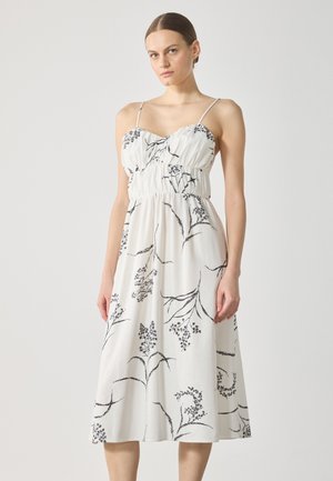 LINEN MIX DRESS - Day dress - off-white/black