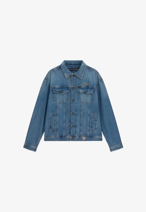 Guess Jeans, JEANS-TRUCKERJACKE GJ X ROLLING STONES - Jeansjacke - blue