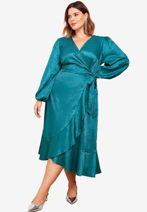 Friends Like These REGULAR FIT CURVE LONG SLEEVE RUFFLE MIDI - Koktejlové šaty / šaty na párty - blue