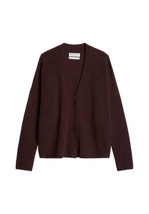 Marc O'Polo, CARDIGANS, LSL, V-NECK, RIB AT SLEEVE, HEAVY KNIT - Cardigan - black cherry