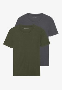 2 PACK BASIC RIB MUSCLE FIT T SHIRT - T-shirts - forged iron/forest night