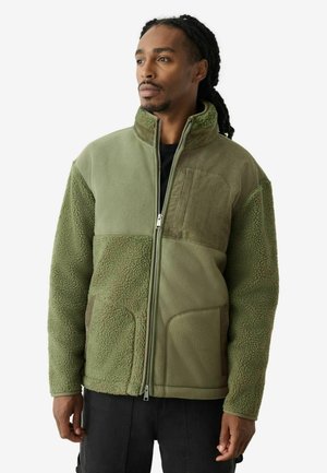 REGULAR FIT - CORD BLOCK ZIP THROUGH FUNNEL  - Polárdzseki - khaki green
