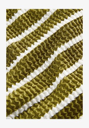 Next Bikini alsók - olive green white stripe crinkle