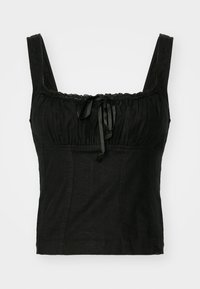 BDG LINEN MIX PRAIRIE CAMI - Débardeur - black