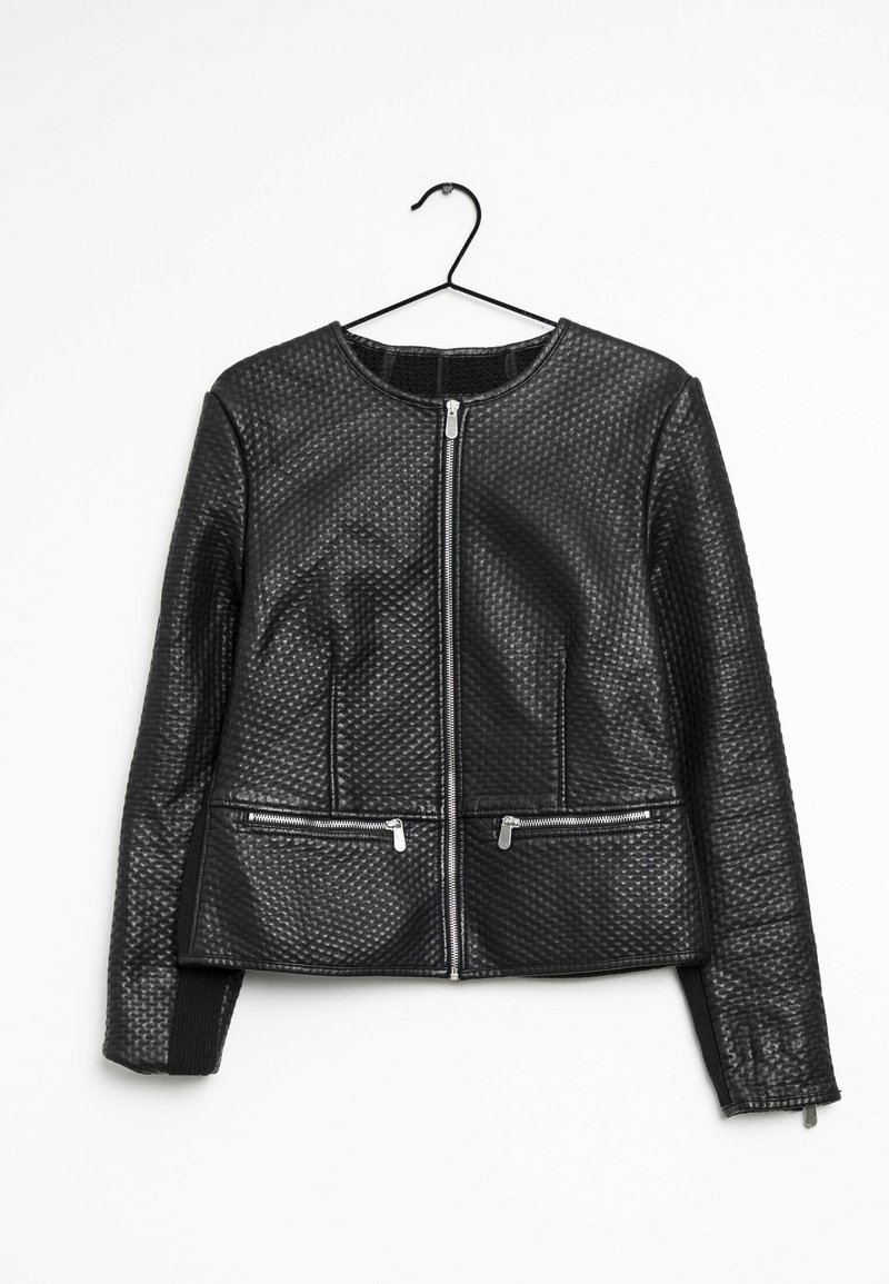 Esprit Leather jacket black (Preowned) Zalando