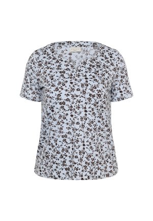 Kaffe Curve, KCMELLA JERSEY - T-shirt imprimé - blue fog w. coffee bean flower