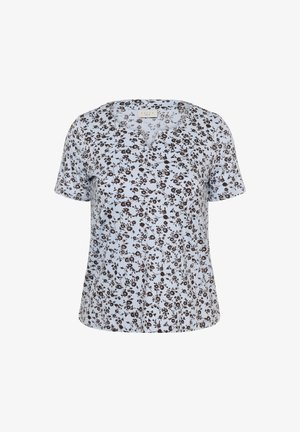 Kaffe Curve, KCMELLA JERSEY - T-shirt imprimé - blue fog w. coffee bean flower