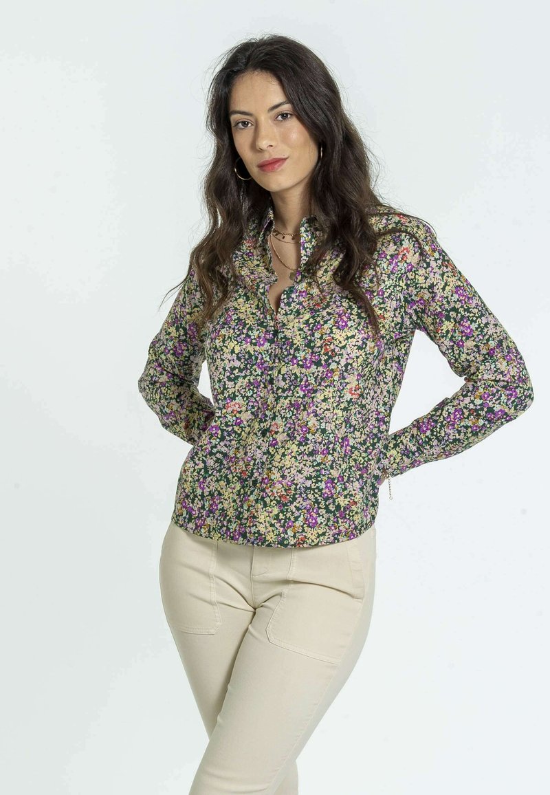Chemisier Mise Au Green Taille XL (44) Marron à Grandes Fleurs - Occasion Très Bon état