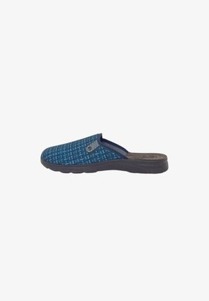 Scarpa blu senza lacci con un design intrecciato testurizzato, un accento blu scuro al colletto e una suola imbottita per il comfort.