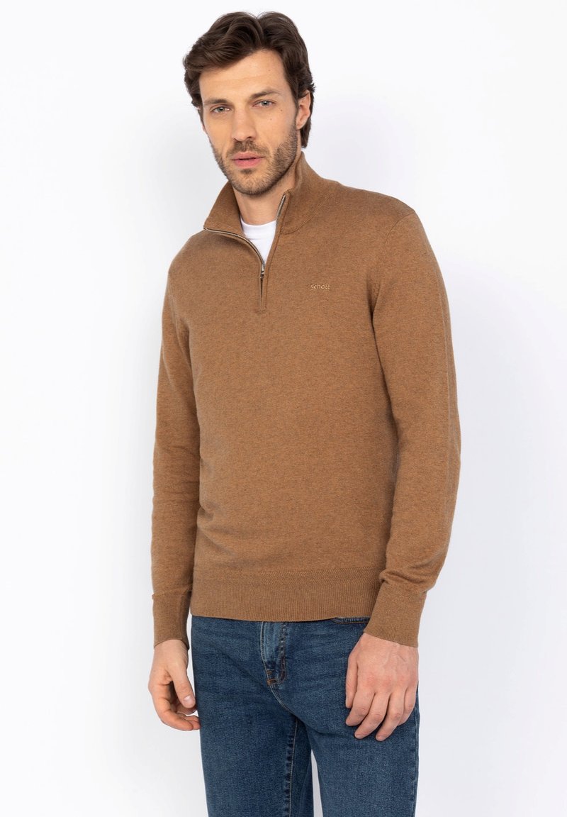 Schott Striktrøje - camel
