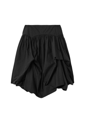 Sort nederdel med en indsamlet, voluminøs udforming og en glat talje. Fremstillet af et let stof med en mat tekstur.
