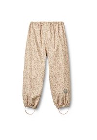Pantalon léger à motif floral en rose doux et vert. Doté d'une taille élastique et de fronces aux poignets.