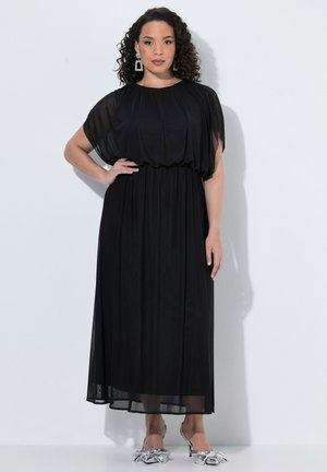 Ulla Popken, DRAPED CHIFFON ELASTIC WAIST CAP SLEEVE DRESS - Maxi dress - black