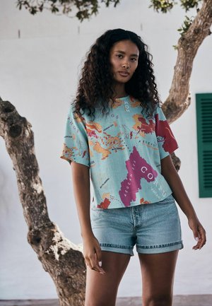 Next, Blouse - blue map print