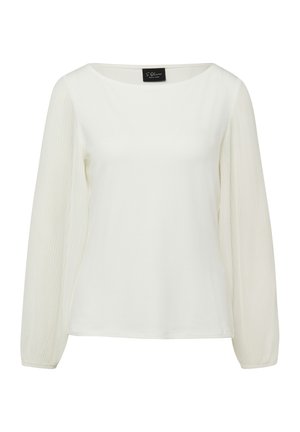 Biała bluzka z długim rękawem z teksturowanymi bufkami, okrągłym dekoltem i luźnym krojem od S.Oliver Black Label.