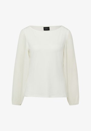 Biała bluzka z długim rękawem z teksturowanymi bufkami, okrągłym dekoltem i luźnym krojem od S.Oliver Black Label.