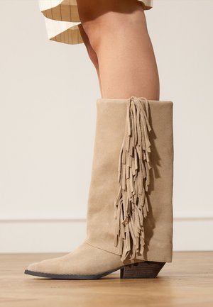 Manfield, Cowboy-/Bikerlaarsjes - beige