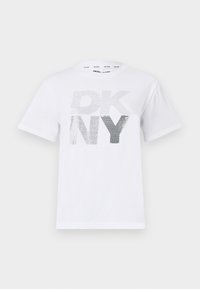 STACKED NEW YORK MIXED EMBELLISHMENT LOGO RELAXED CREW NECK TEE - Camiseta estampada - white/silver