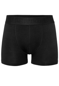 Sorte bokser-shorts lavet af blødt stof med en tekstureret talje, hvor "Resteröds" er prægede. Enkel design med en tætsiddende pasform.