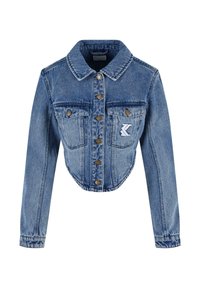 CROP CORSET WASHED - Džinsinis švarkelis - vintage indigo