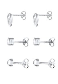 Boucles d'oreilles en argent avec un design en forme de cœur et une finition brillante et polie. Comprend trois paires avec des styles et des textures variés.