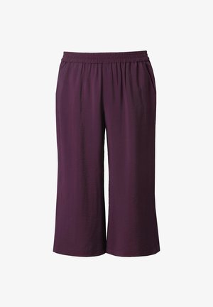 Ulla Popken, TEXTURED ELASTIC CULOTTES - Bukser - dark plum