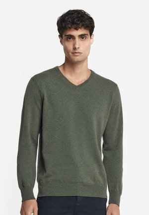 V-AUSSCHNITT  - Strickpullover - Dark Green