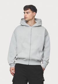 Pegador COLNE LOGO JACKET - Majica s kapuljačom i patentnim zatvaračem - washed pearl grey/salty cream