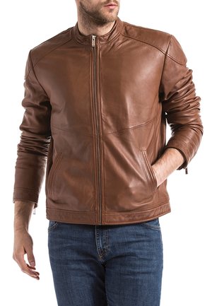 BLUE WELLFORD - Leather jacket - cognac