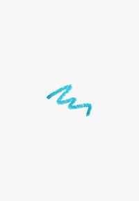 Bright blue crayon zigzag stroke on a plain white background, centered in the frame.