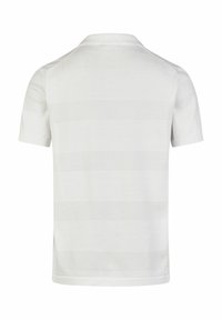 Witte poloshirt met korte mouwen, voorzien van horizontale lichtgrijze strepen, structuurnaalden en een klassiek col ontwerp.