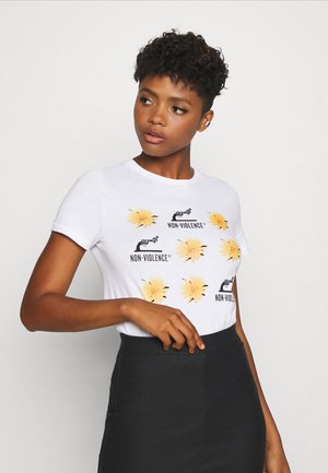 ONLNON VIOLENCE LIFE - T-shirt imprimé - bright white