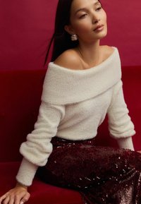 Next FLUFFY OFF SHOULDER BARDOT - Svetrík - white ecru