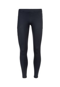 Zwarte leggings van rekbaar materiaal, met een aansluitend ontwerp, een gladde textuur en gestikte naden. Geen zichtbare patronen of accenten.