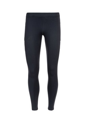 Zwarte leggings van rekbaar materiaal, met een aansluitend ontwerp, een gladde textuur en gestikte naden. Geen zichtbare patronen of accenten.