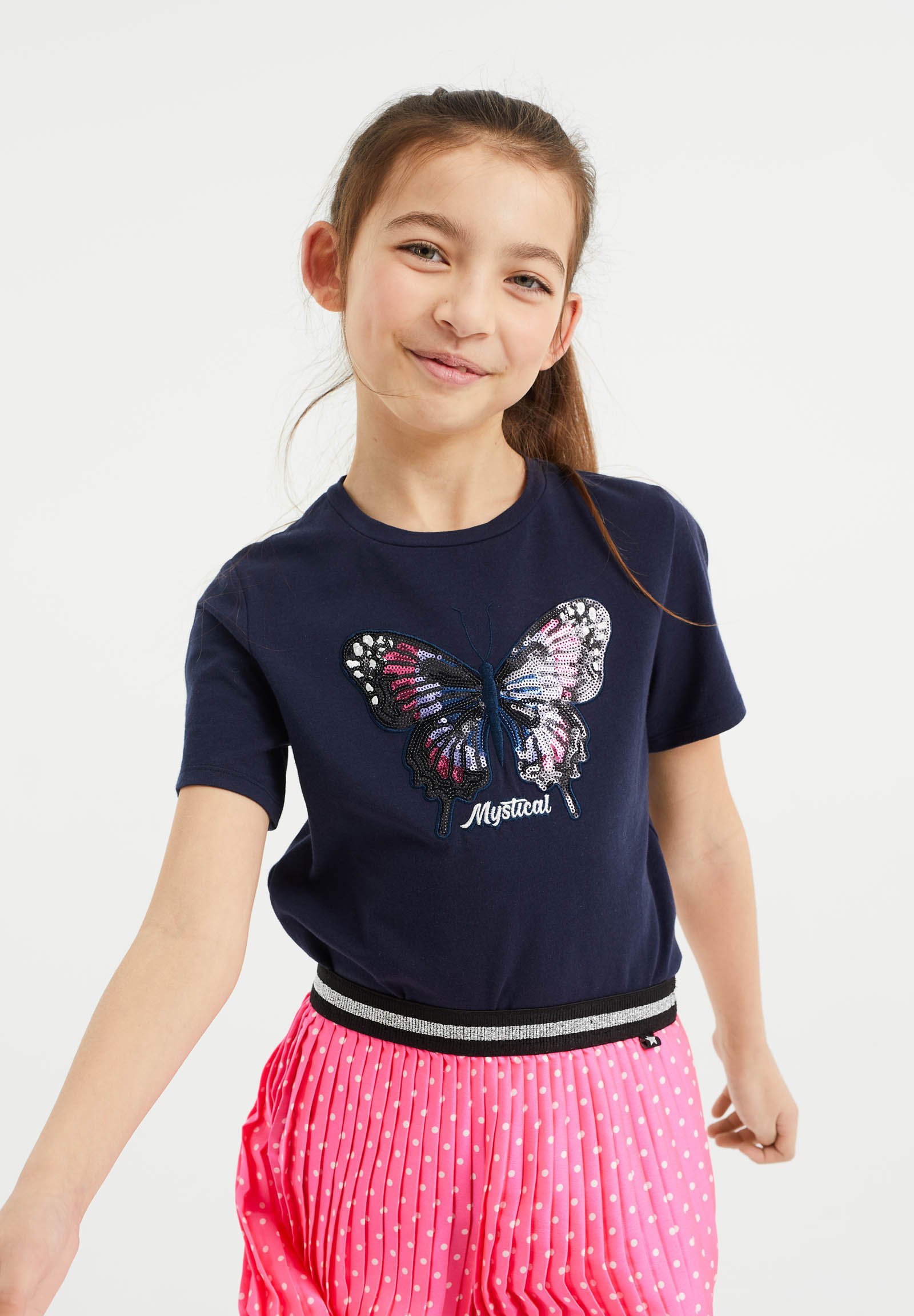 WE Fashion MEISJES - T-shirt print - dark blue/donkerblauw - Zalando.nl