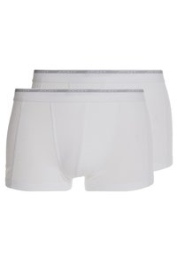 Witte boxershorts van een katoenmix, met een zachte elastische tailleband met een grijs logo. Glad afgewerkt met minimale naden.