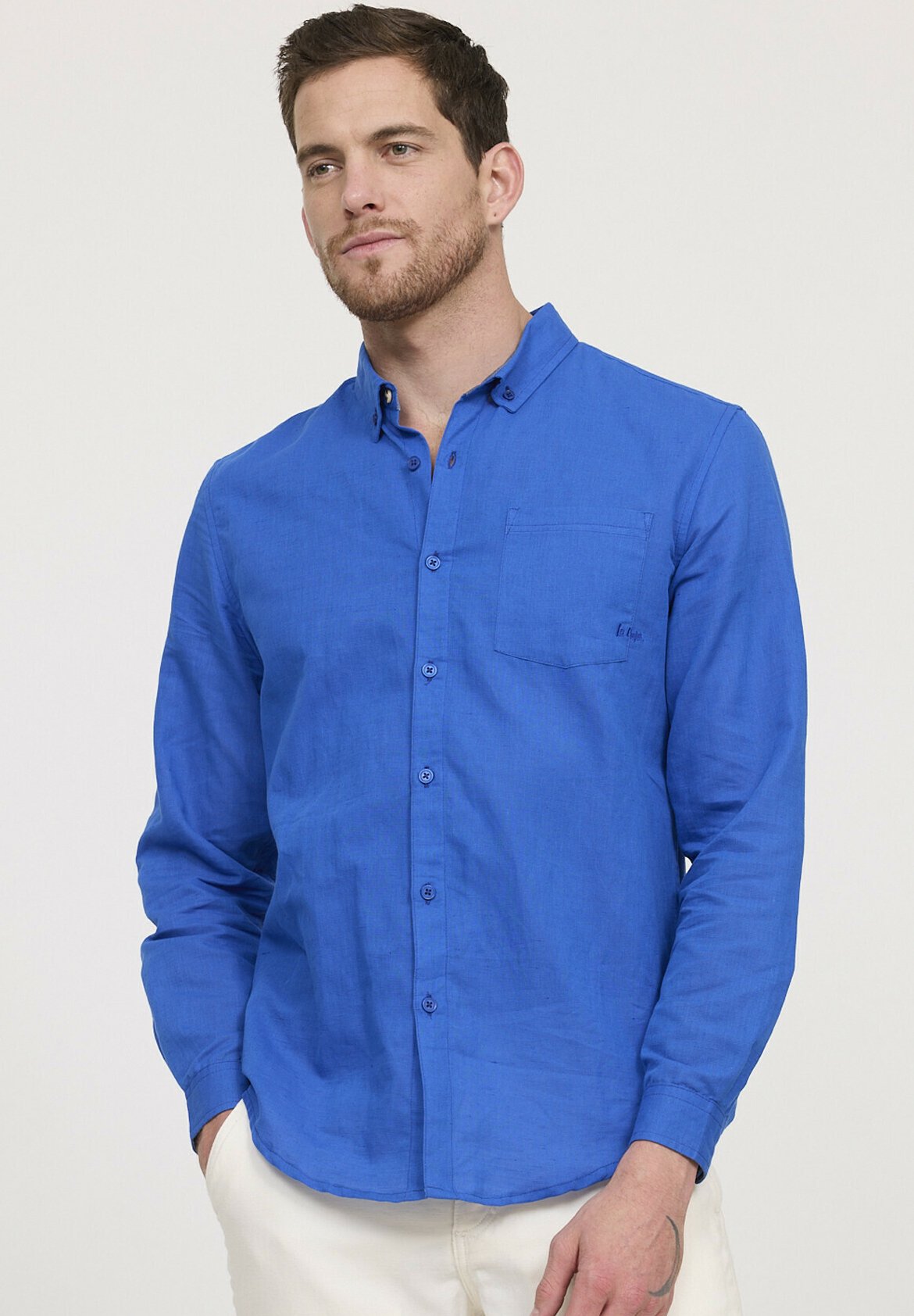 Long Sleeve Chemise Bleue Roi Homme Russell Chemise Manches