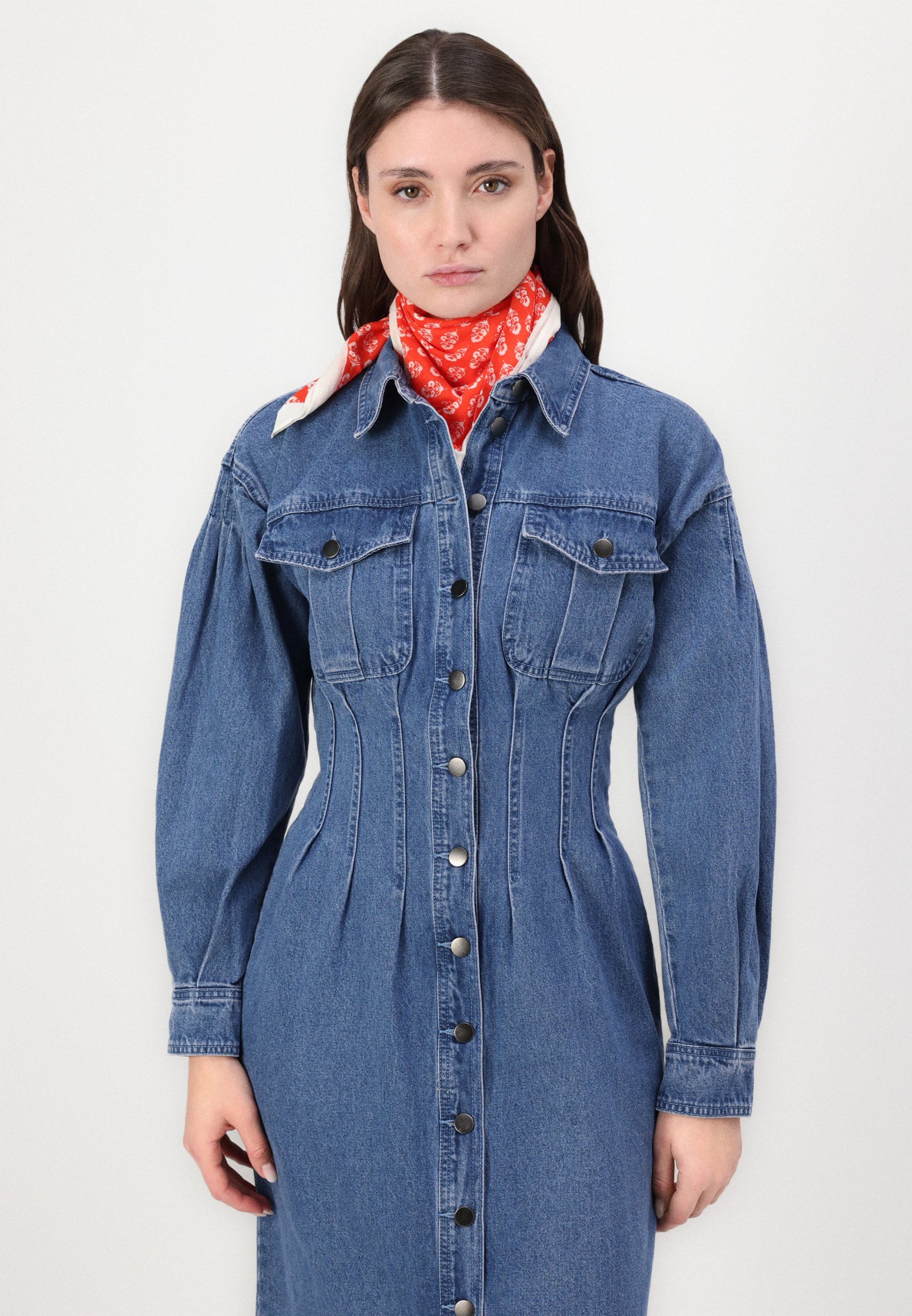 Rouge Edit ANNELIESE SHIRT DRESS - Denim dress - dark blue denim