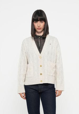 SOFT CABLE CARDI - Cardigan - heather oatmilk