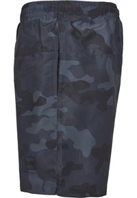 Dunkelgetarnte Shorts aus leichtem Stoff mit einem elastischen Bund, ausgestattet mit einer seitlichen Nahttasche und einem gewebten Logopatch.