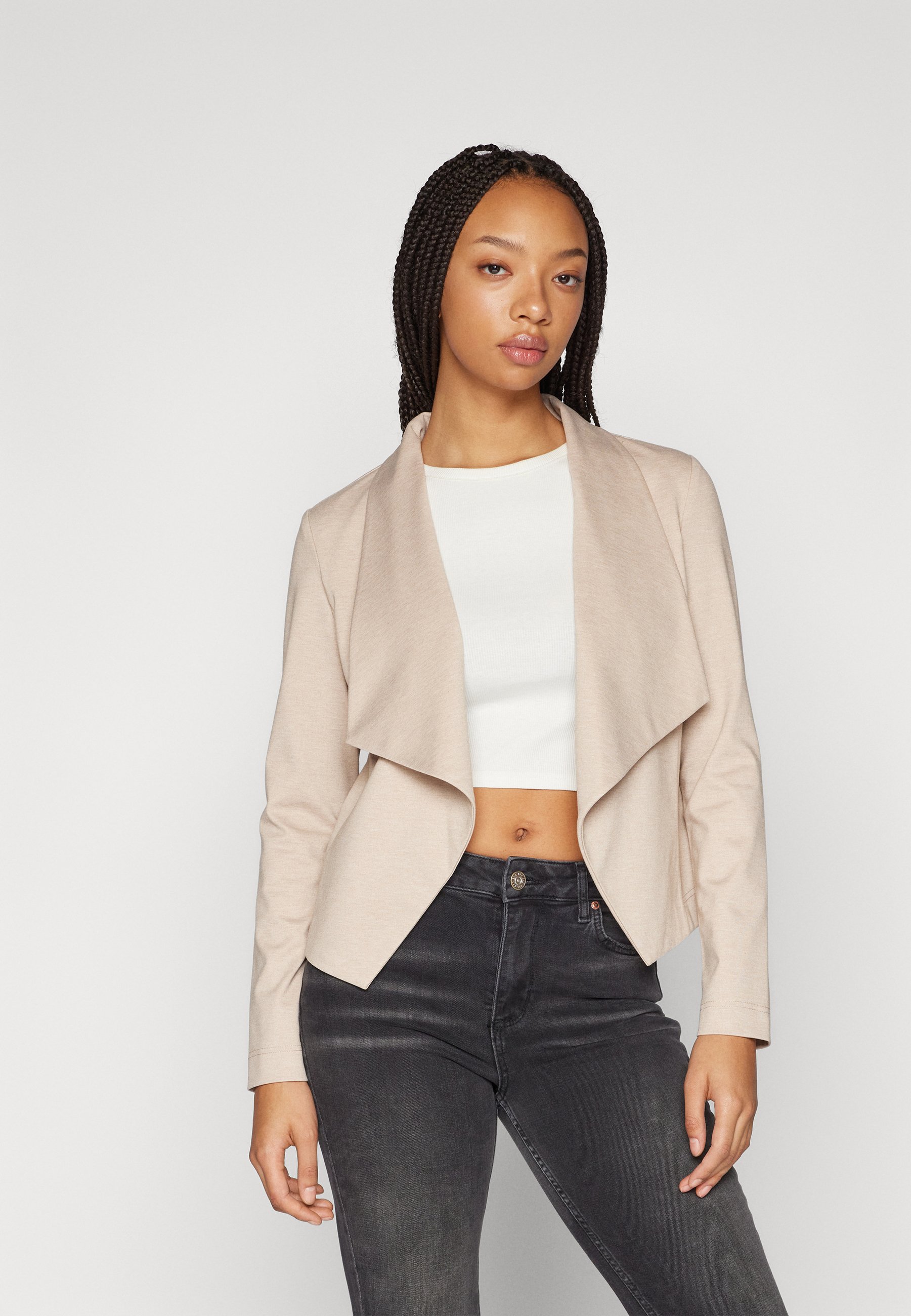 ONLY ONLLILIA SHORT - Blazer - white pepper detail/melange/beige 