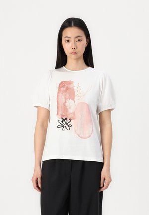 VILA VIVULLE O NECK - Print T-shirt - snow white