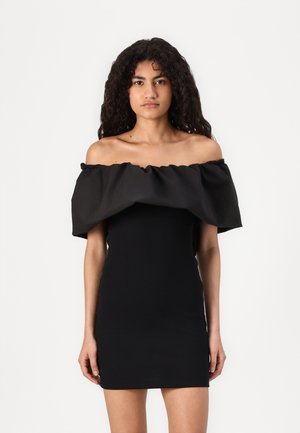 BIANCA OFF SHOULDER MINI BUBBLE DRESS - Jerseykjole - black