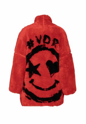 #VDR VILLADELLEROSE, FAUX FUR LOOK BELTED OVERSIZE COAT - Manteau d'hiver - red