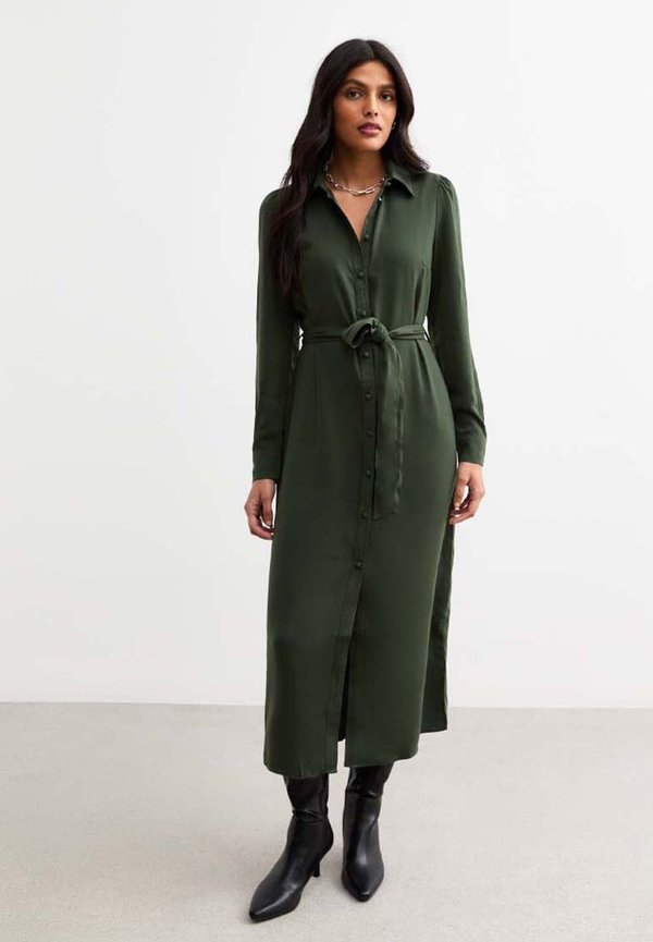BELTED MIDI - Blusenkleid - khaki