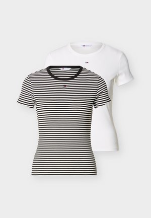 SLIM ESSENTIAL 2 PACK - Μπλουζάκι με στάμπα - ecru/black/white